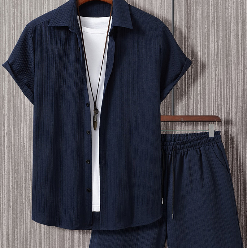 New Style Natural Linen Striped Men's 2-Piece Set