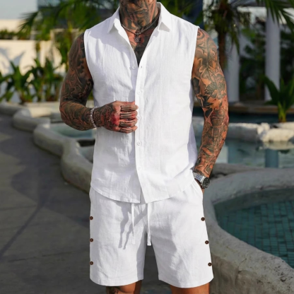 New Men's Casual Sleeveless Two-Piece Set