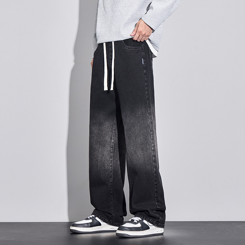 Men’s Modern Wide-Leg Straight Denim Pants