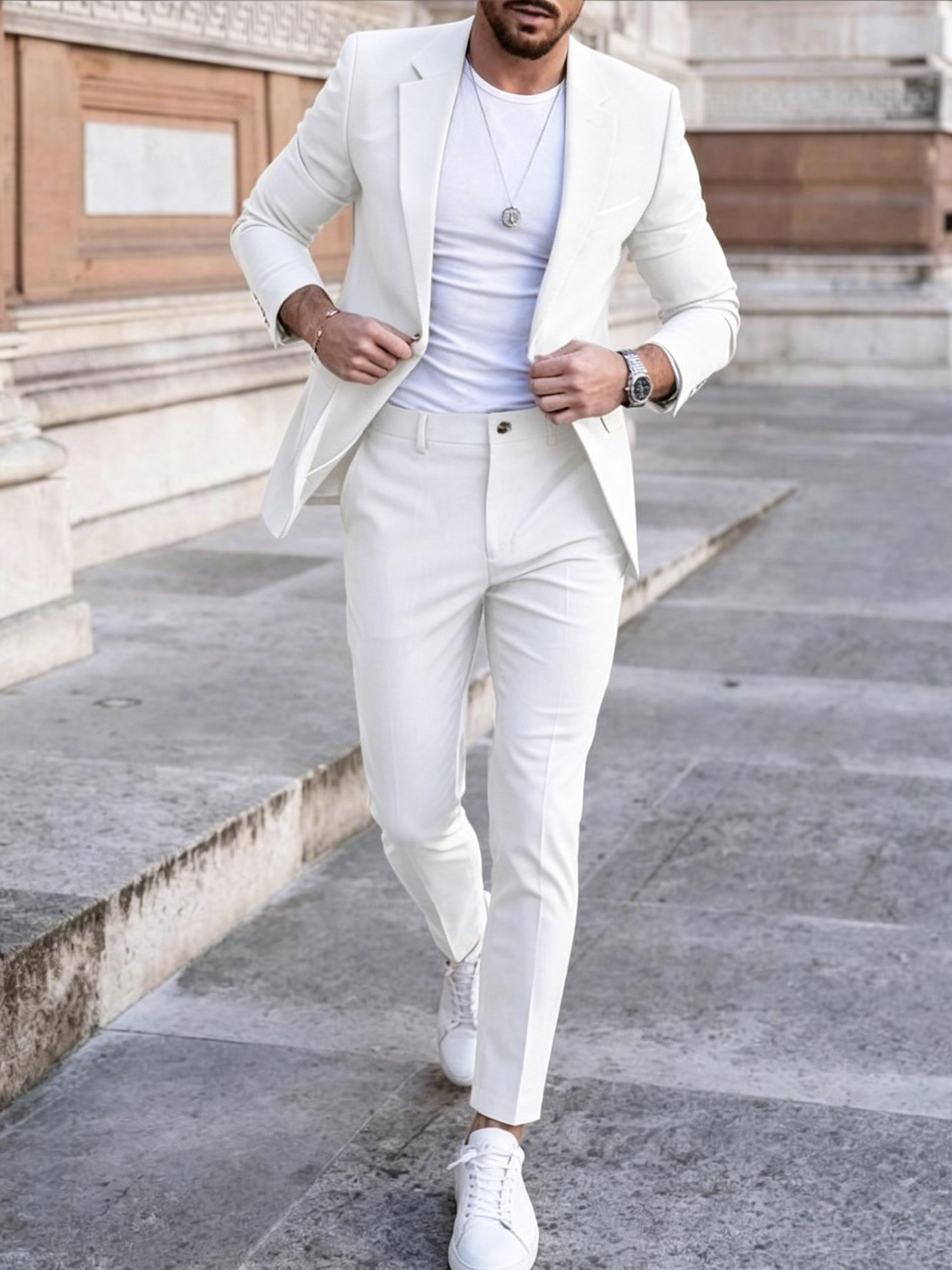 Men's Modern Double-Breasted Casual Suit