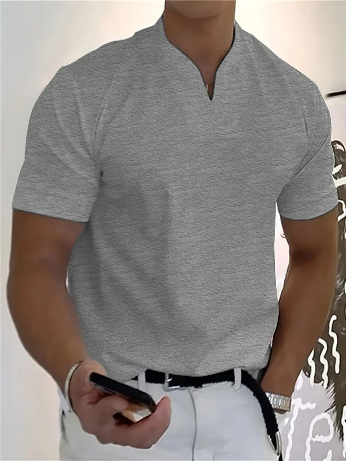 Men's High-Stretch Cotton V-Neck Tee