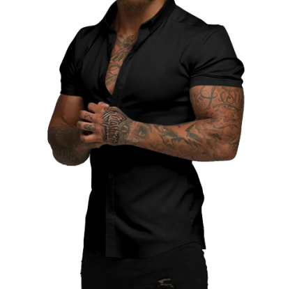 🔥 Men’s Slim Fit Stretch Short Sleeve Shirt – Stylish & Comfortable! 🔥