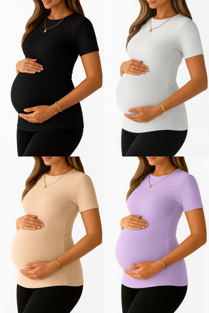 Soft Ribbed Maternity Tee – Comfy & Stylish