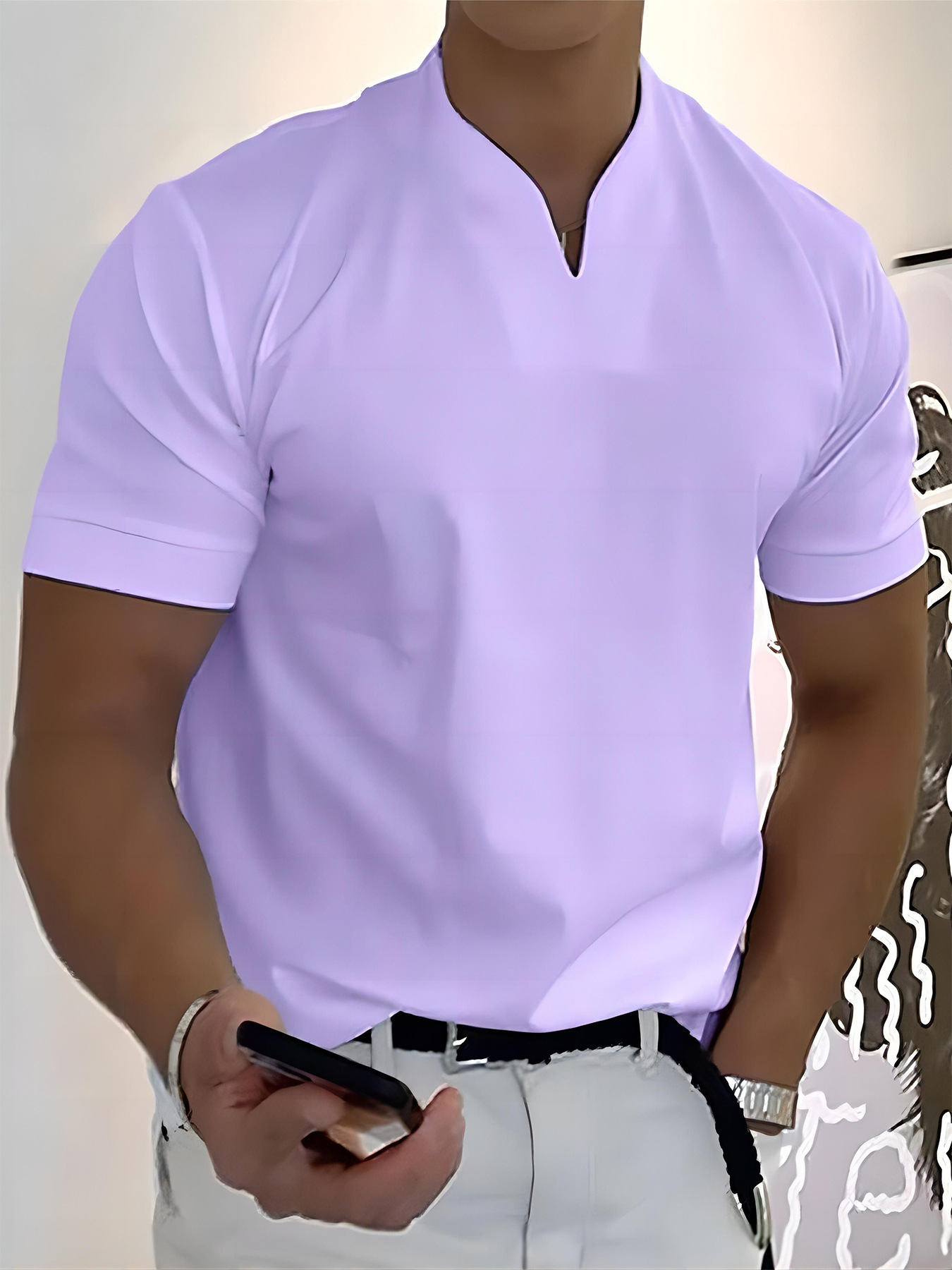 Men's High-Stretch Cotton V-Neck Tee