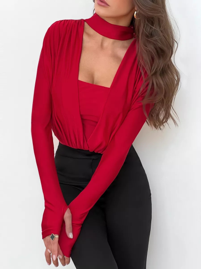 Women’s V-Neck Long Sleeve Romper