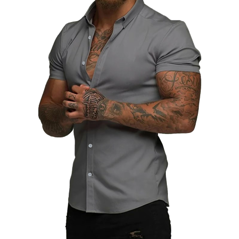 🔥 Men’s Slim Fit Stretch Short Sleeve Shirt – Stylish & Comfortable! 🔥
