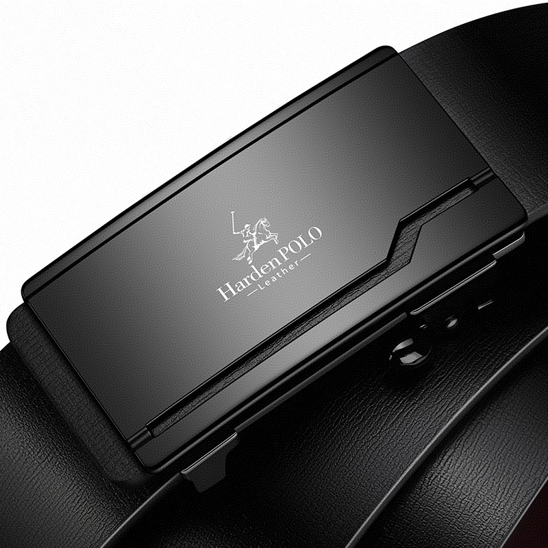 No-Hole Automatic Buckle Genuine Leather Belt | Precise Fit, Business Elegance