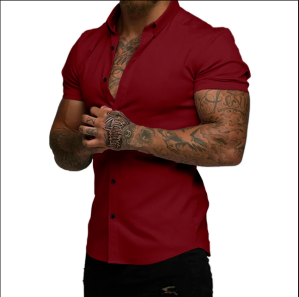🔥 Men’s Slim Fit Stretch Short Sleeve Shirt – Stylish & Comfortable! 