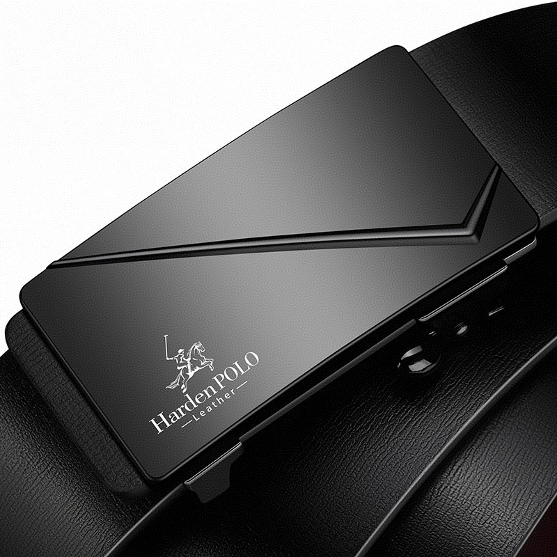 No-Hole Automatic Buckle Genuine Leather Belt | Precise Fit, Business Elegance
