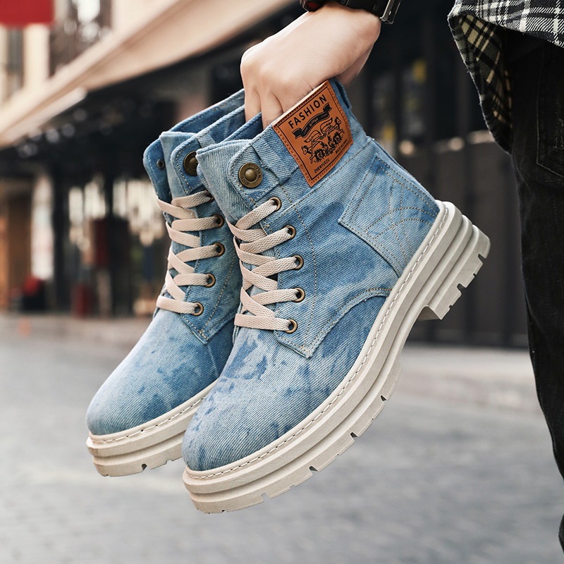 Men's Fashion Denim Combat Boots