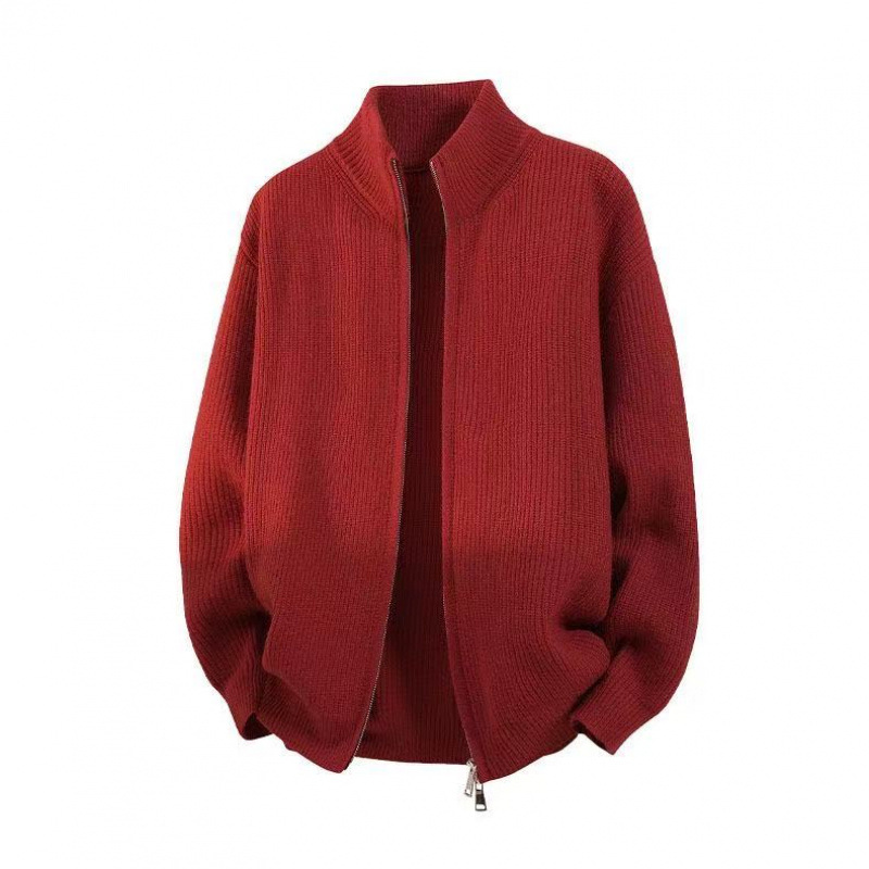 New Solid Color Stand Collar Men's Cardigan 