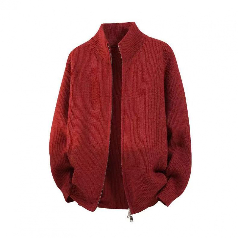 New Solid Color Stand Collar Men's Cardigan 