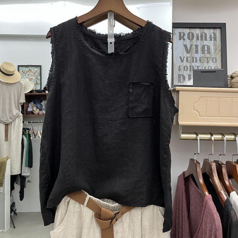 2026 Fashionable Designed Linen Sleeveless Vest