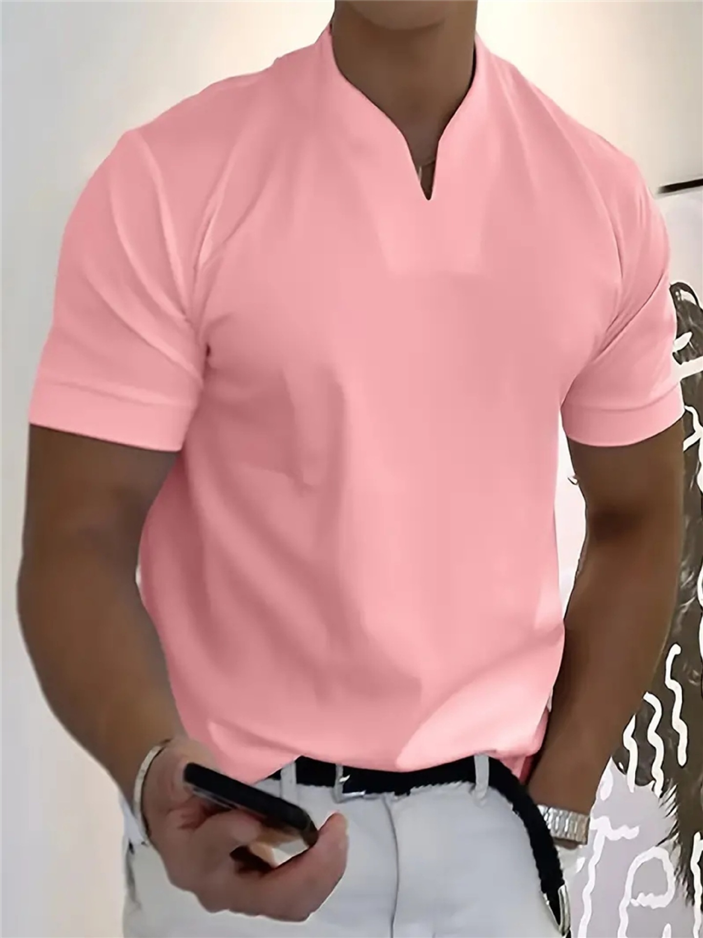 Men's High-Stretch Cotton V-Neck Tee