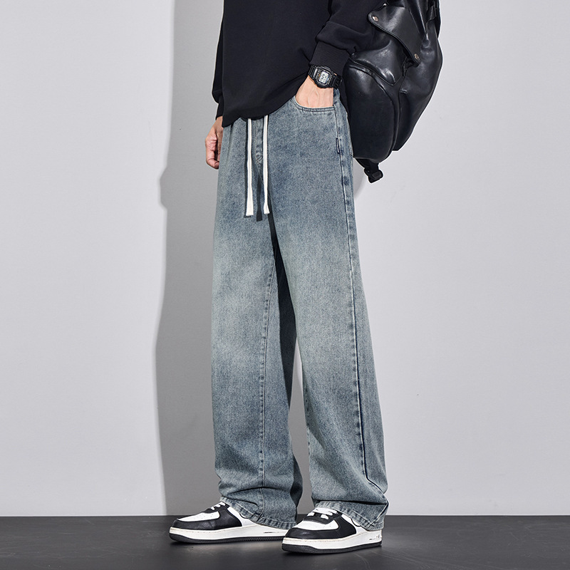 Men’s Modern Wide-Leg Straight Denim Pants
