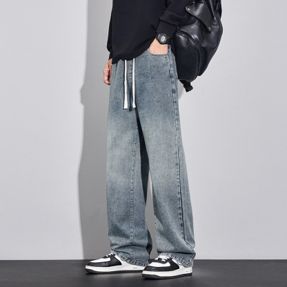 Men’s Modern Wide-Leg Straight Denim Pants