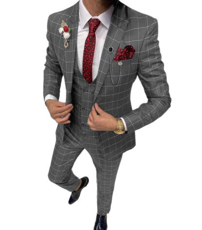 Men's Plaid 3-Piece Business Suit