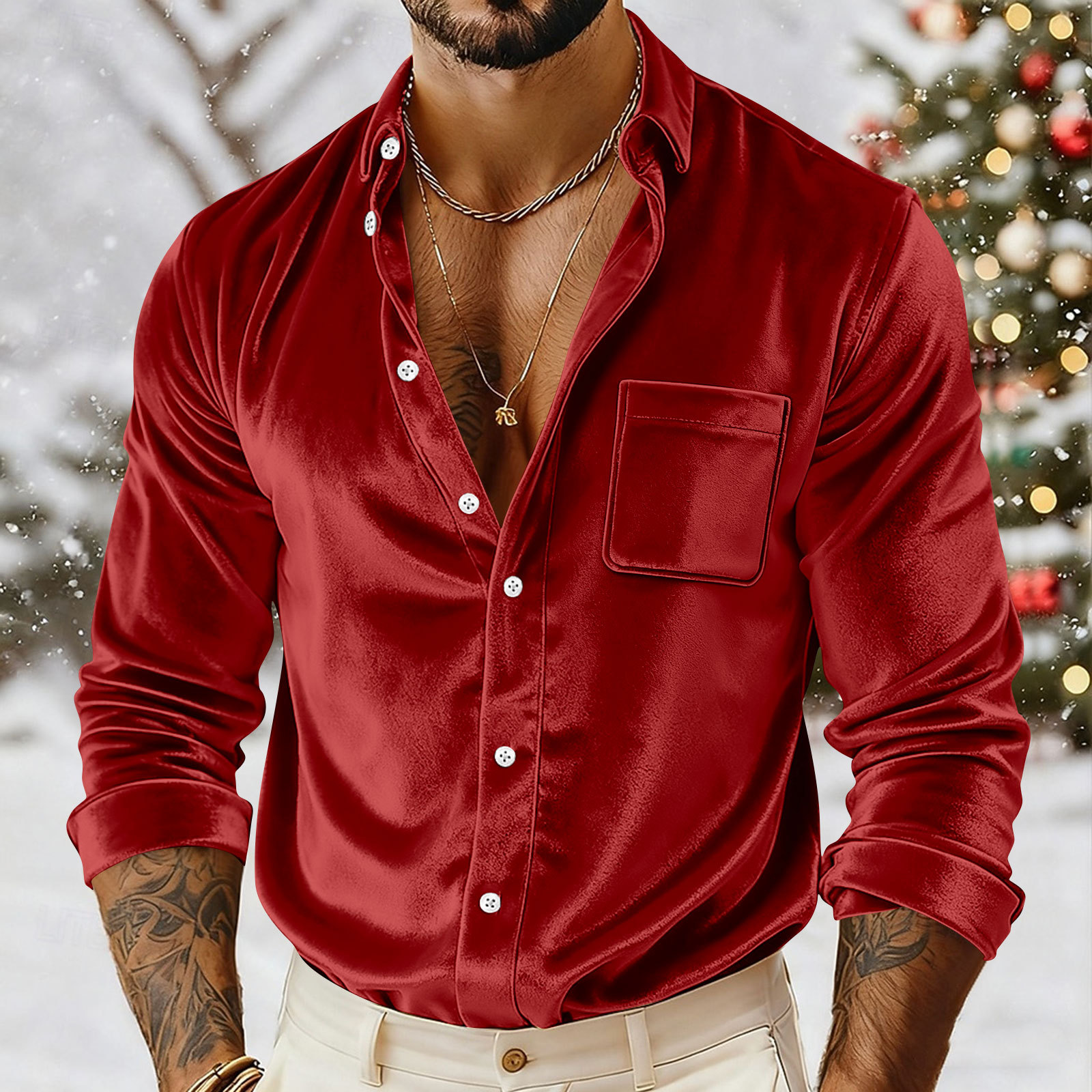 🌟Men’s Luxury Velvet Button-Up Shirt