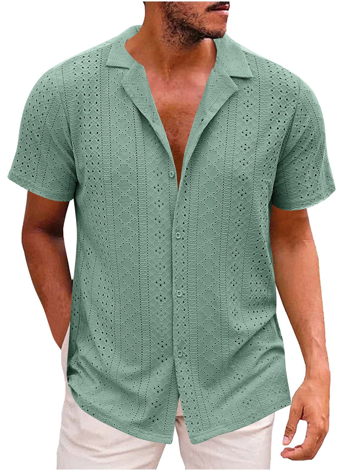 👔 Men’s Knit Button-Up Polo Shirt