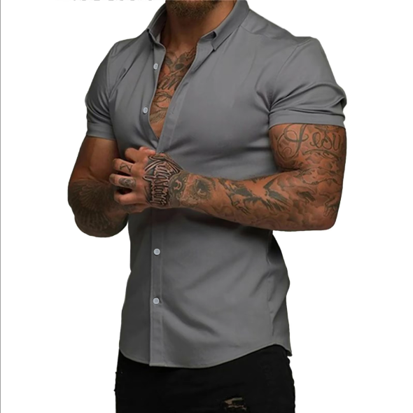 🔥 Men’s Slim Fit Stretch Short Sleeve Shirt – Stylish & Comfortable! 