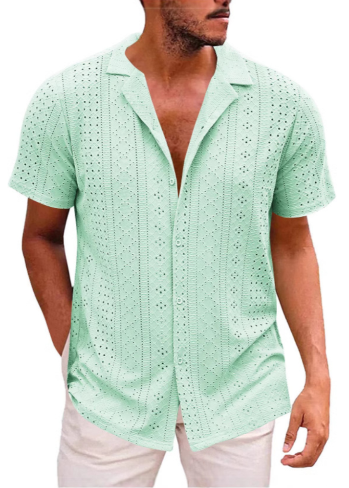 👔 Men’s Knit Button-Up Polo Shirt