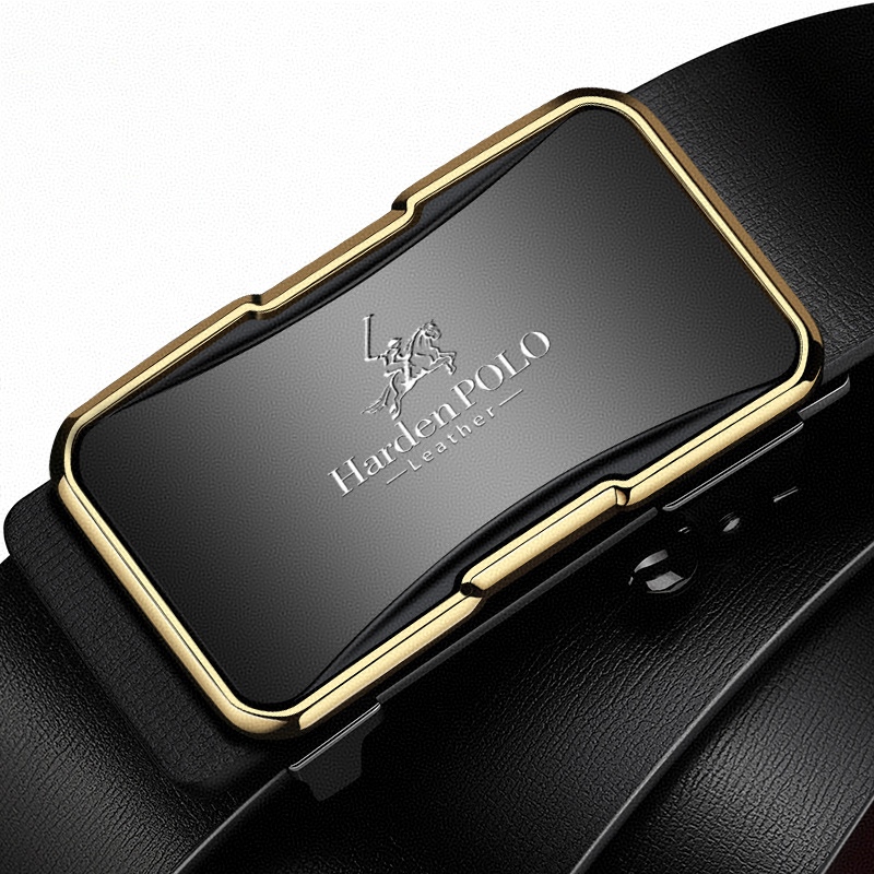 No-Hole Automatic Buckle Genuine Leather Belt | Precise Fit, Business Elegance