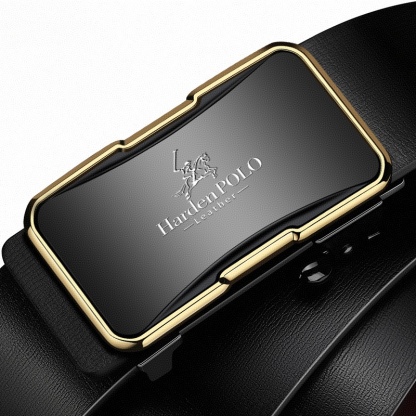 No-Hole Automatic Buckle Genuine Leather Belt | Precise Fit, Business Elegance