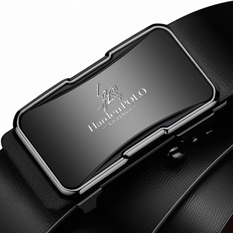 No-Hole Automatic Buckle Genuine Leather Belt | Precise Fit, Business Elegance