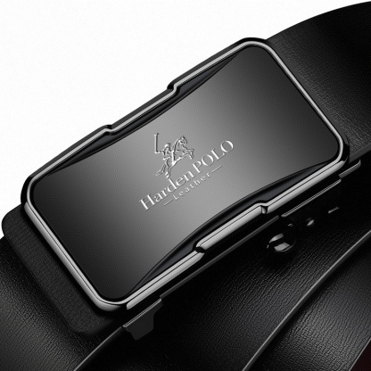 No-Hole Automatic Buckle Genuine Leather Belt | Precise Fit, Business Elegance