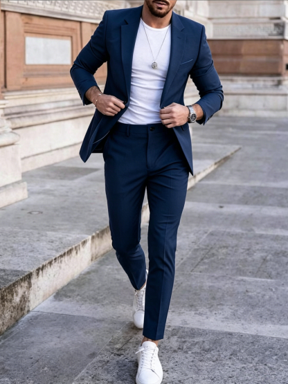 Men's Modern Double-Breasted Casual Suit