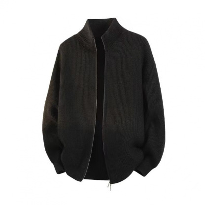 New Solid Color Stand Collar Men's Cardigan 