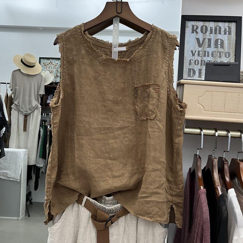 2026 Fashionable Designed Linen Sleeveless Vest
