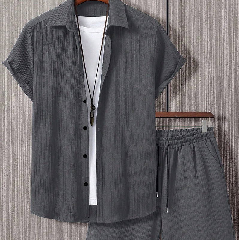 New Style Natural Linen Striped Men's 2-Piece Set