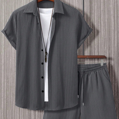 New Style Natural Linen Striped Men's 2-Piece Set