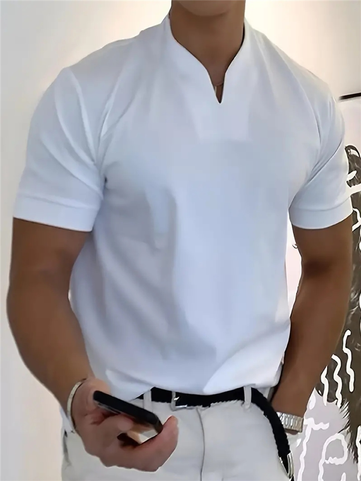 Men's High-Stretch Cotton V-Neck Tee