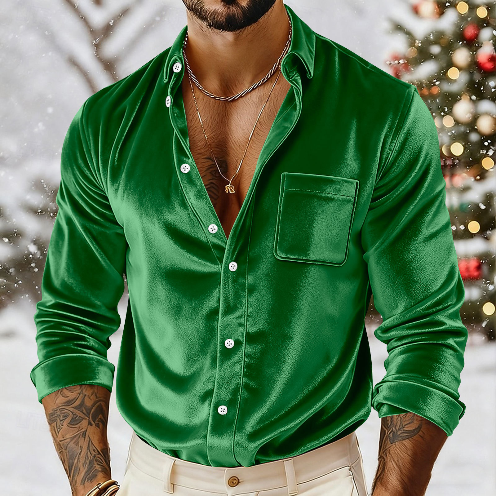 🌟Men’s Luxury Velvet Button-Up Shirt