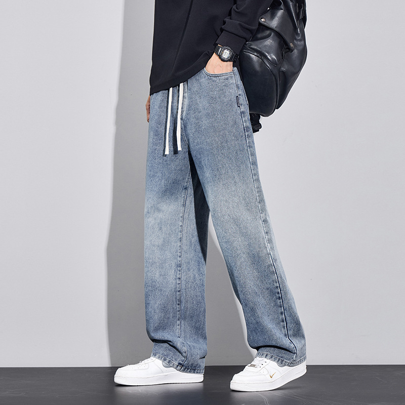 Men’s Modern Wide-Leg Straight Denim Pants
