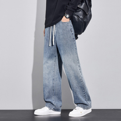 Men’s Modern Wide-Leg Straight Denim Pants