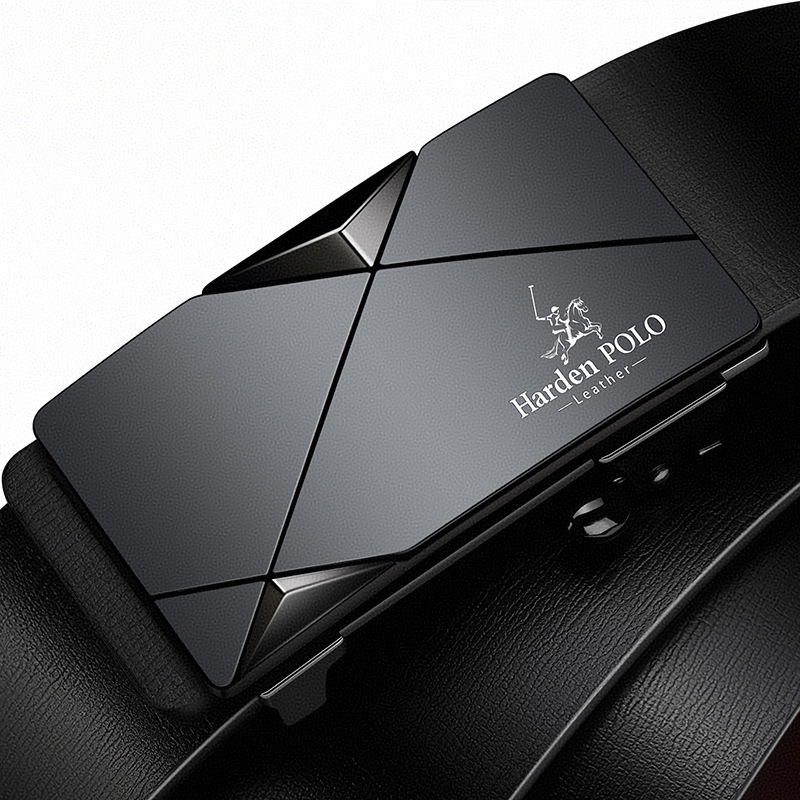 No-Hole Automatic Buckle Genuine Leather Belt | Precise Fit, Business Elegance