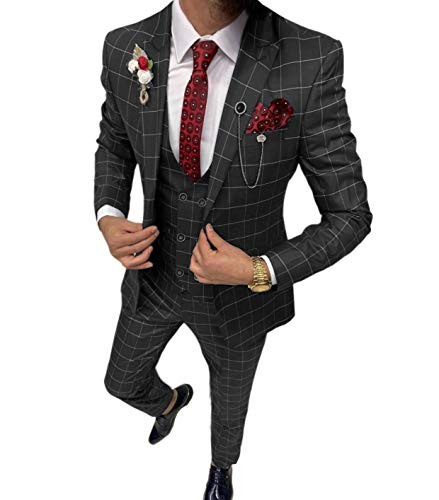 Men's Plaid 3-Piece Business Suit