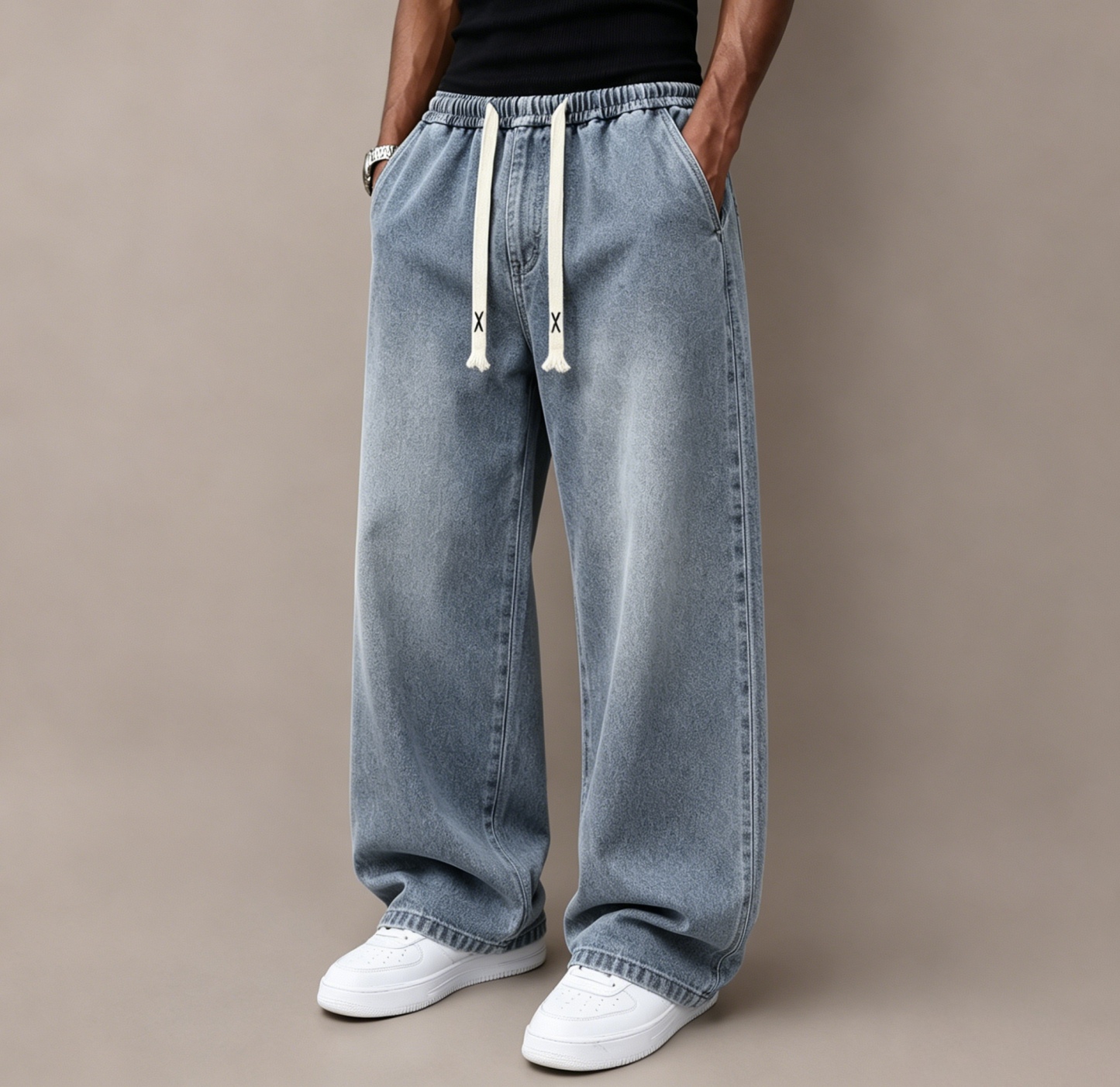 ⭐⭐⭐Men’s Relaxed Wide-Leg Straight Denim Jeans