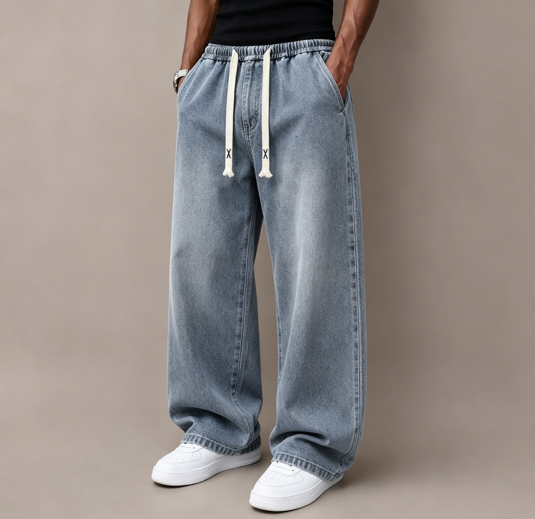 ⭐⭐⭐Men’s Relaxed Wide-Leg Straight Denim Jeans