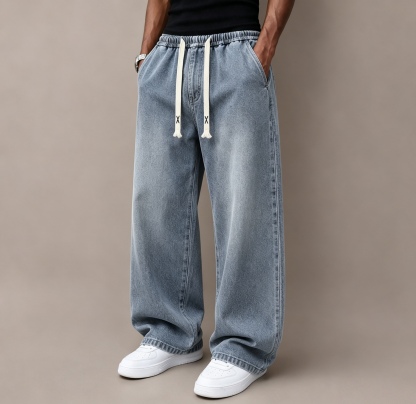 ⭐⭐⭐Men’s Relaxed Wide-Leg Straight Denim Jeans