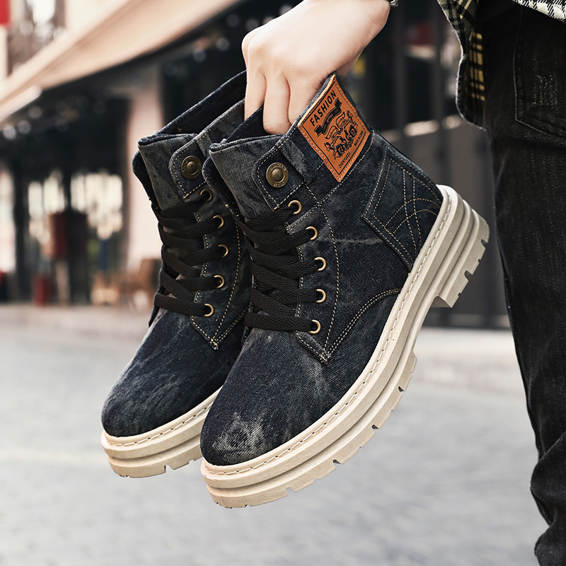 Men's Fashion Denim Combat Boots