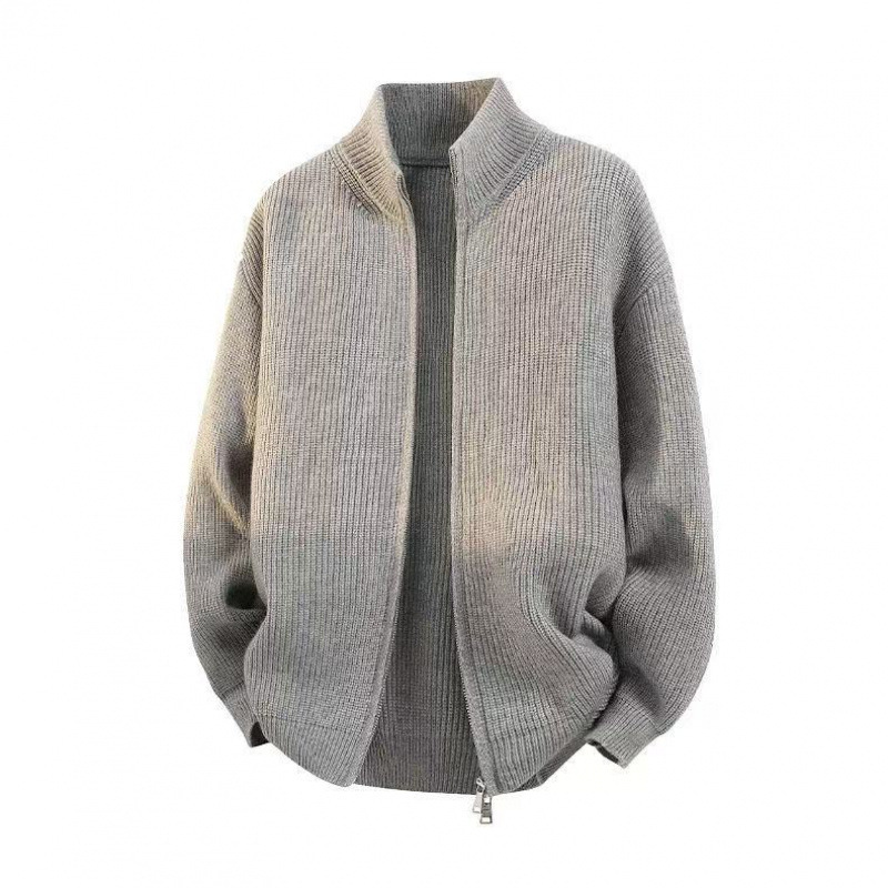 New Solid Color Stand Collar Men's Cardigan 
