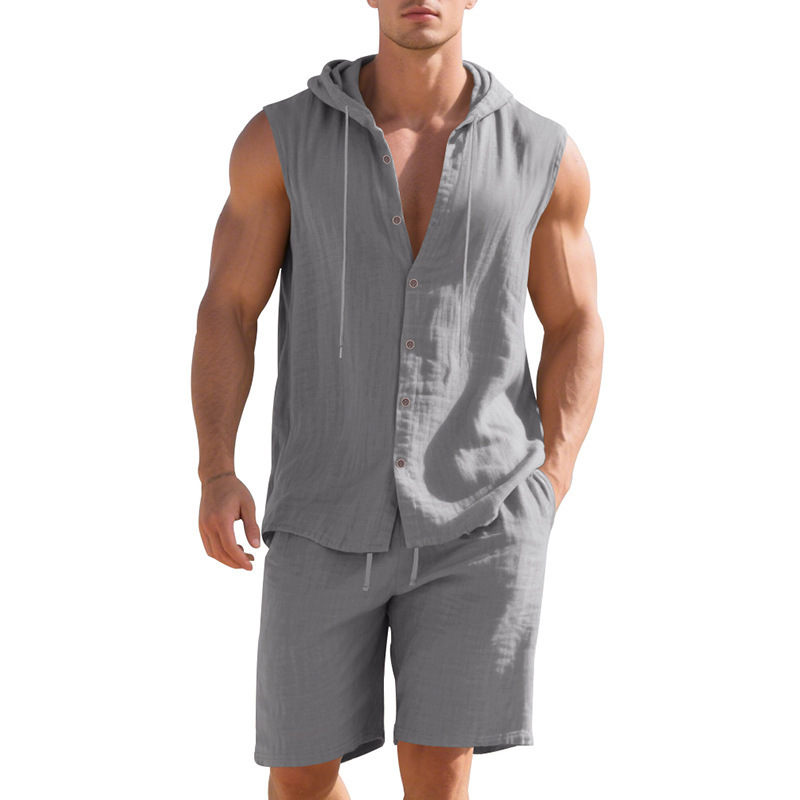 New Linen Hooded Two-Piece Set