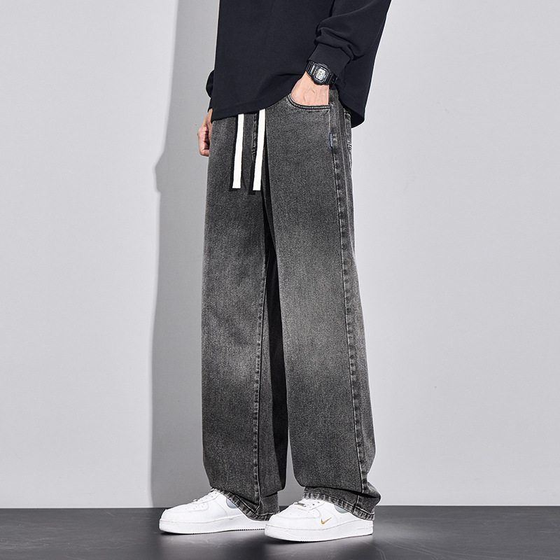 Men’s Modern Wide-Leg Straight Denim Pants