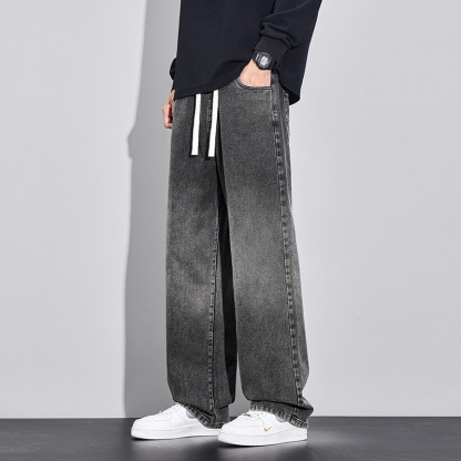 Men’s Modern Wide-Leg Straight Denim Pants