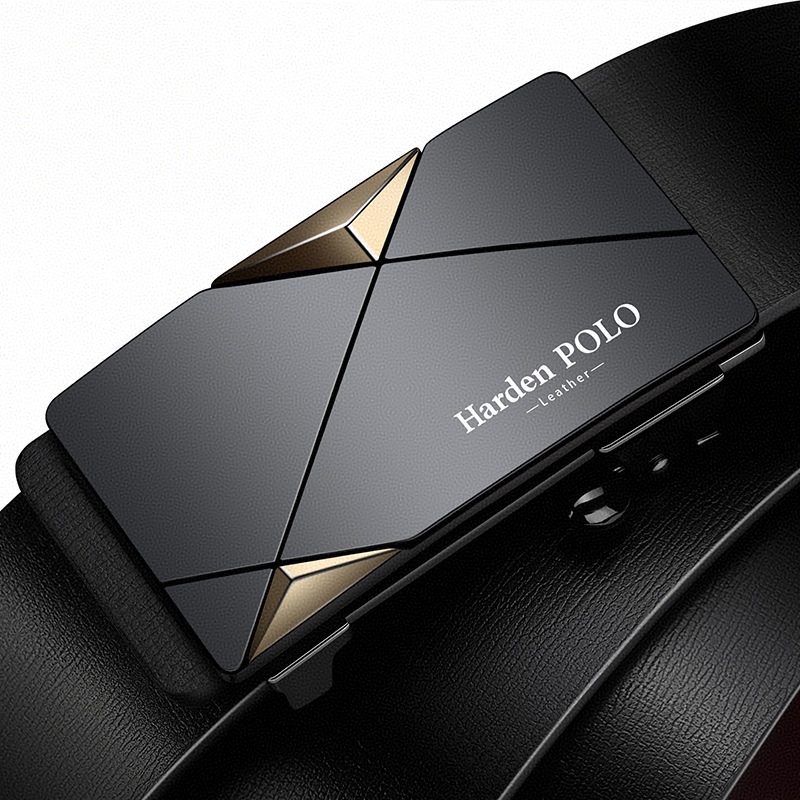 No-Hole Automatic Buckle Genuine Leather Belt | Precise Fit, Business Elegance