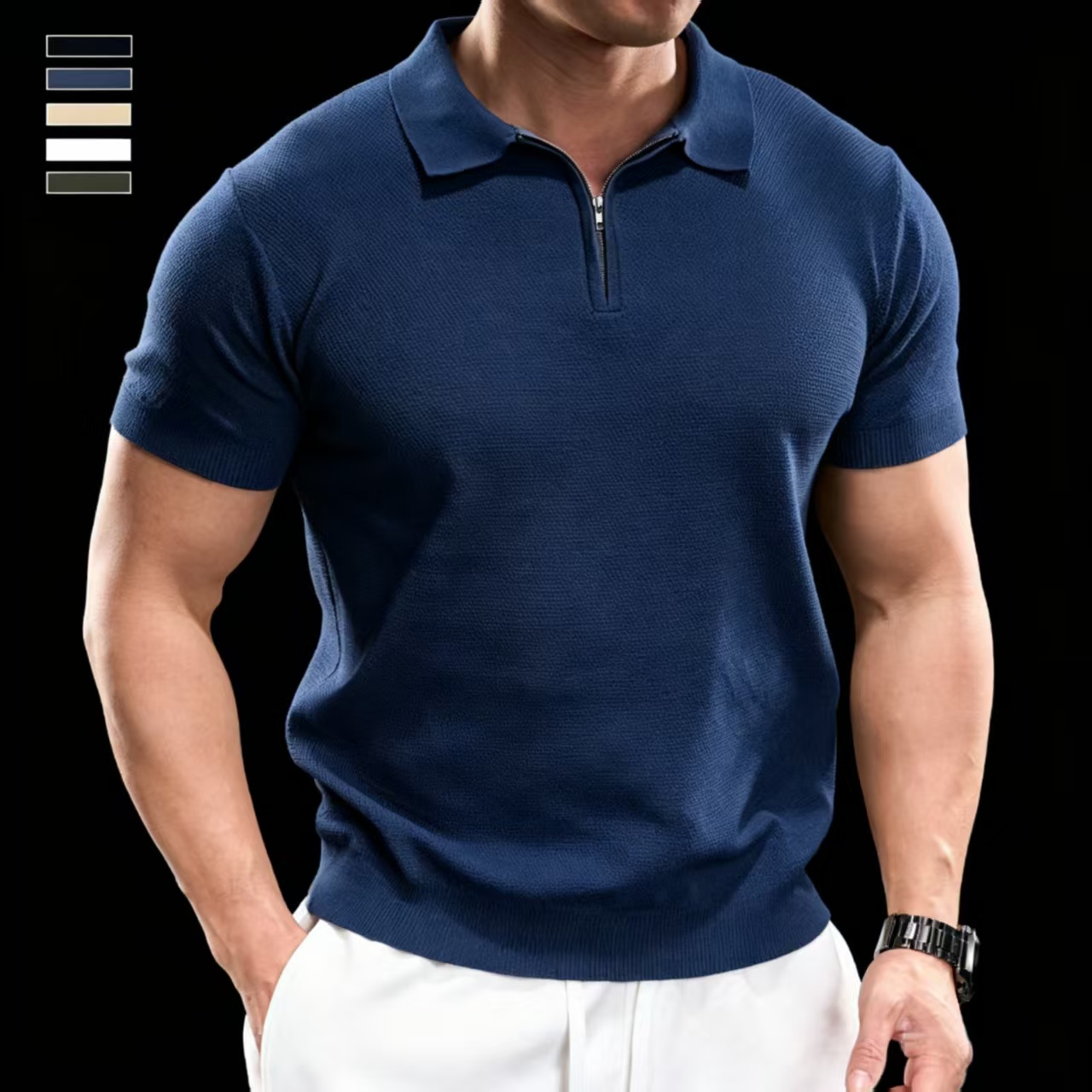 Men's Premium Half-Zip Knit Polo ⭐